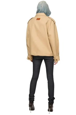 Jakke<Acne Cotton Satin Jacket Jakke Beige