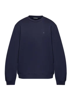 Genser|Genser<Acne Crew Neck Fleece Sweater Face Genser Navy