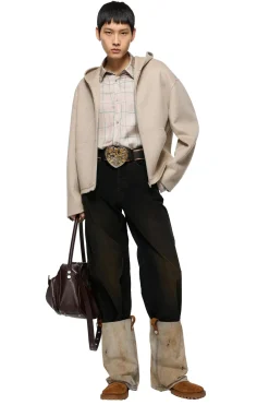 Jakke<Acne Hooded Cashmere Jacket Jakke Beige