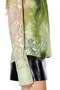 Skjorter<Acne Lace Button-Up Shirt Skjorte Limegrønn