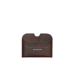 Tilbehør<Acne Leather Card Holder Lommebok Mørkebrun