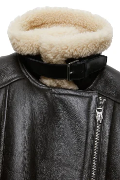Jakke<Acne Leather Shearling Jacket Jakke Brun/Beige
