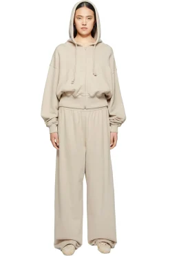 Bukser<Acne Logo Sweatpants Bukse Beige Grå