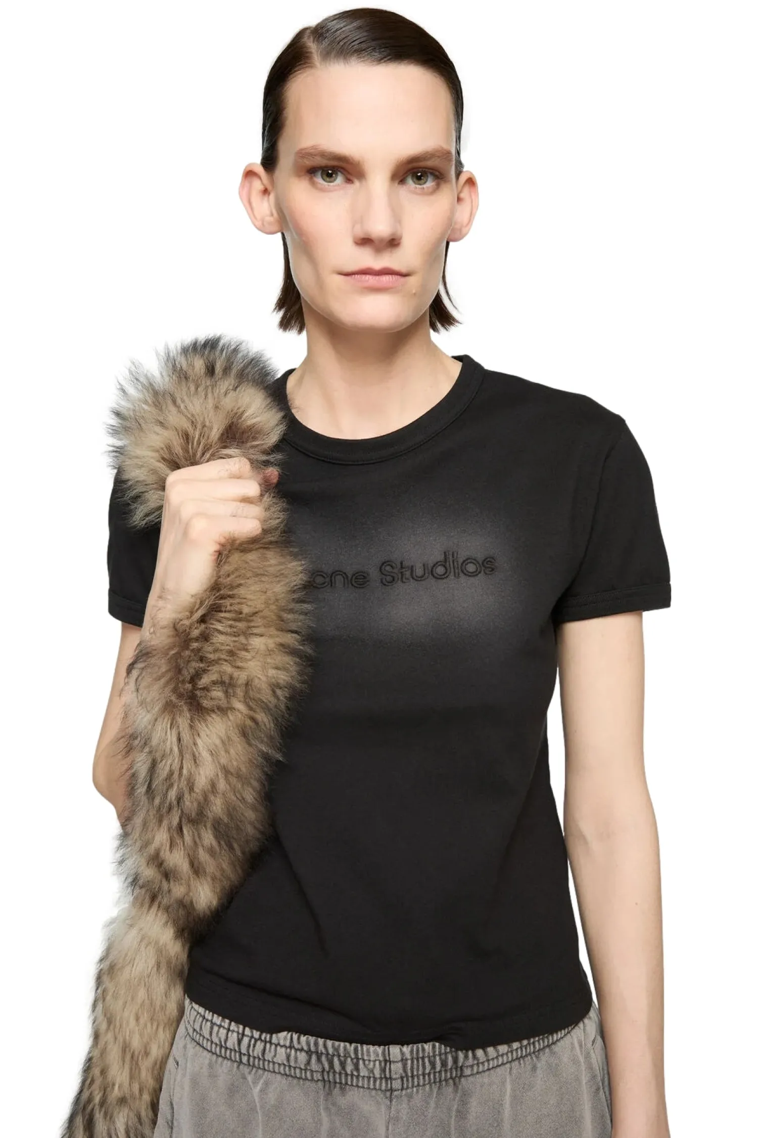 T-Shirt<Acne Logo T-shirt - Fitted Fit T-shirt Mørkegrå