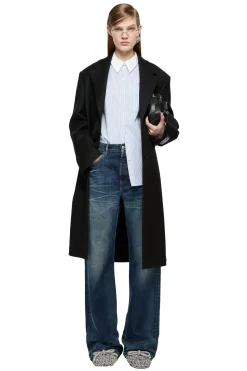 Jakke<Acne Single-Breasted Wool Coat Jakke Sort