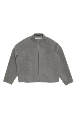 Jakke<Acne Wool Zipper Jacket Jakke Grå