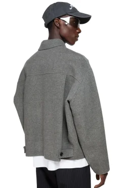 Jakke<Acne Wool Zipper Jacket Jakke Grå