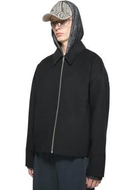 Jakke<Acne Wool Zipper Jacket Jakke Sort