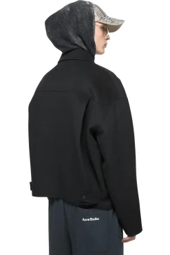 Jakke<Acne Wool Zipper Jacket Jakke Sort