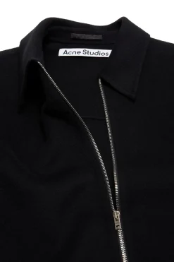 Jakke<Acne Wool Zipper Jacket Jakke Sort