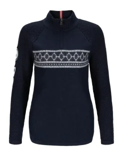 Genser<Amundsen Boiled Ski Sweater Womens Genser Blå Mønster