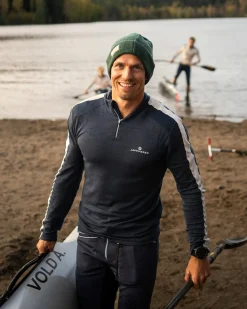 Genser<Amundsen 5Mila Half Zip Mens Stripe Genser Marine Faded Navy/Stripe