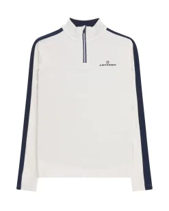 Genser<Amundsen 5Mila Half Zip Womens Stripe Genser Hvit Og Mørkeblå White/Stripe