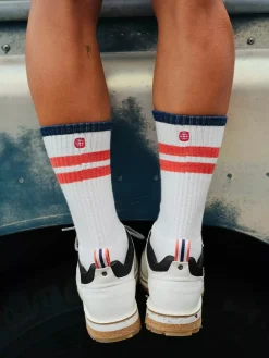 Tilbehør<Amundsen Oslo Crew Socks Sokker Multi White/Red