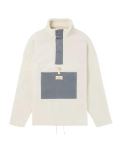 Genser<Amundsen Vagabond Cord Fleece Mens Genser Hvit Og Blå