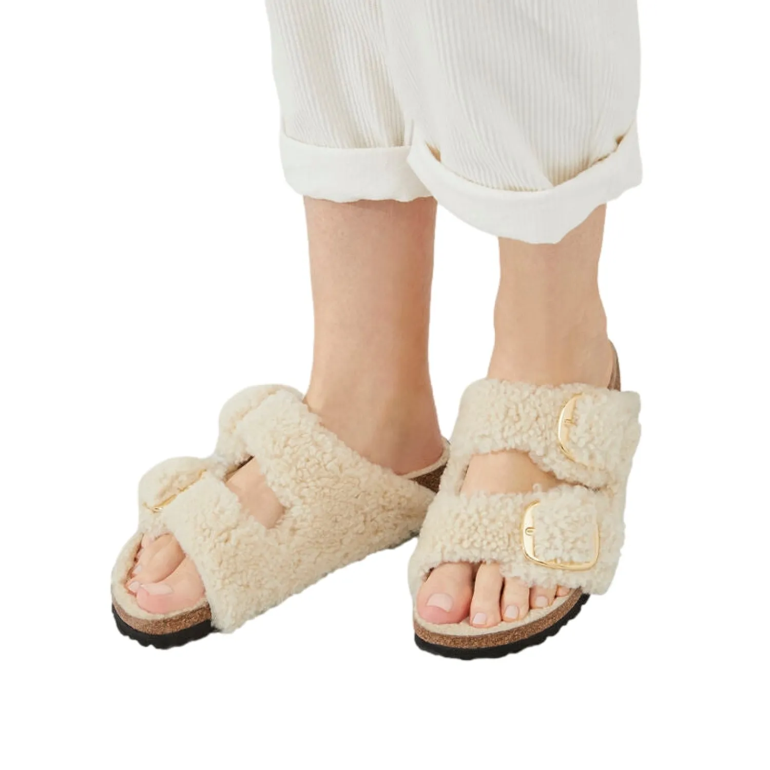 Sko<Birkenstock Arizona Big Buckle Teddy Narrow Sko Off-White
