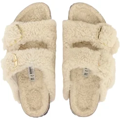 Sko<Birkenstock Arizona Big Buckle Teddy Narrow Sko Off-White