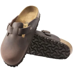 Sko<Birkenstock Boston Natural Leather Narrow Oiled Habana Sko Mørkebrun