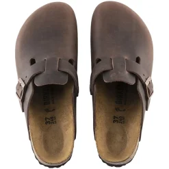 Sko<Birkenstock Boston Natural Leather Narrow Oiled Habana Sko Mørkebrun