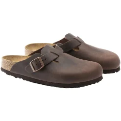 Sko<Birkenstock Boston Natural Leather Narrow Oiled Habana Sko Mørkebrun