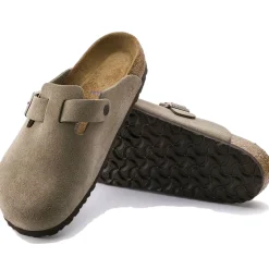 Sko<Birkenstock Boston Suede Narrow Taupe Sko Taupe