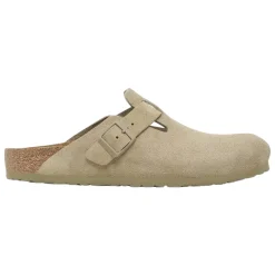 Sko<Birkenstock Boston Suede Regular Faded Khaki Sko Khaki