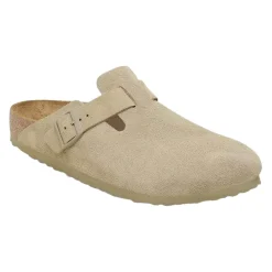 Sko<Birkenstock Boston Suede Regular Faded Khaki Sko Khaki
