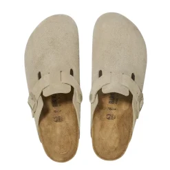 Sko<Birkenstock Boston Suede Regular Faded Khaki Sko Khaki