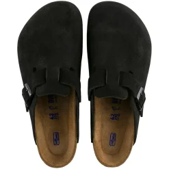 Sko<Birkenstock Boston Suede Regular Black Sko Sort
