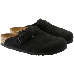 Sko<Birkenstock Boston Suede Regular Black Sko Sort