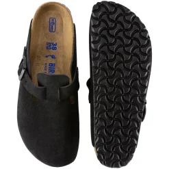 Sko<Birkenstock Boston Suede Regular Black Sko Sort