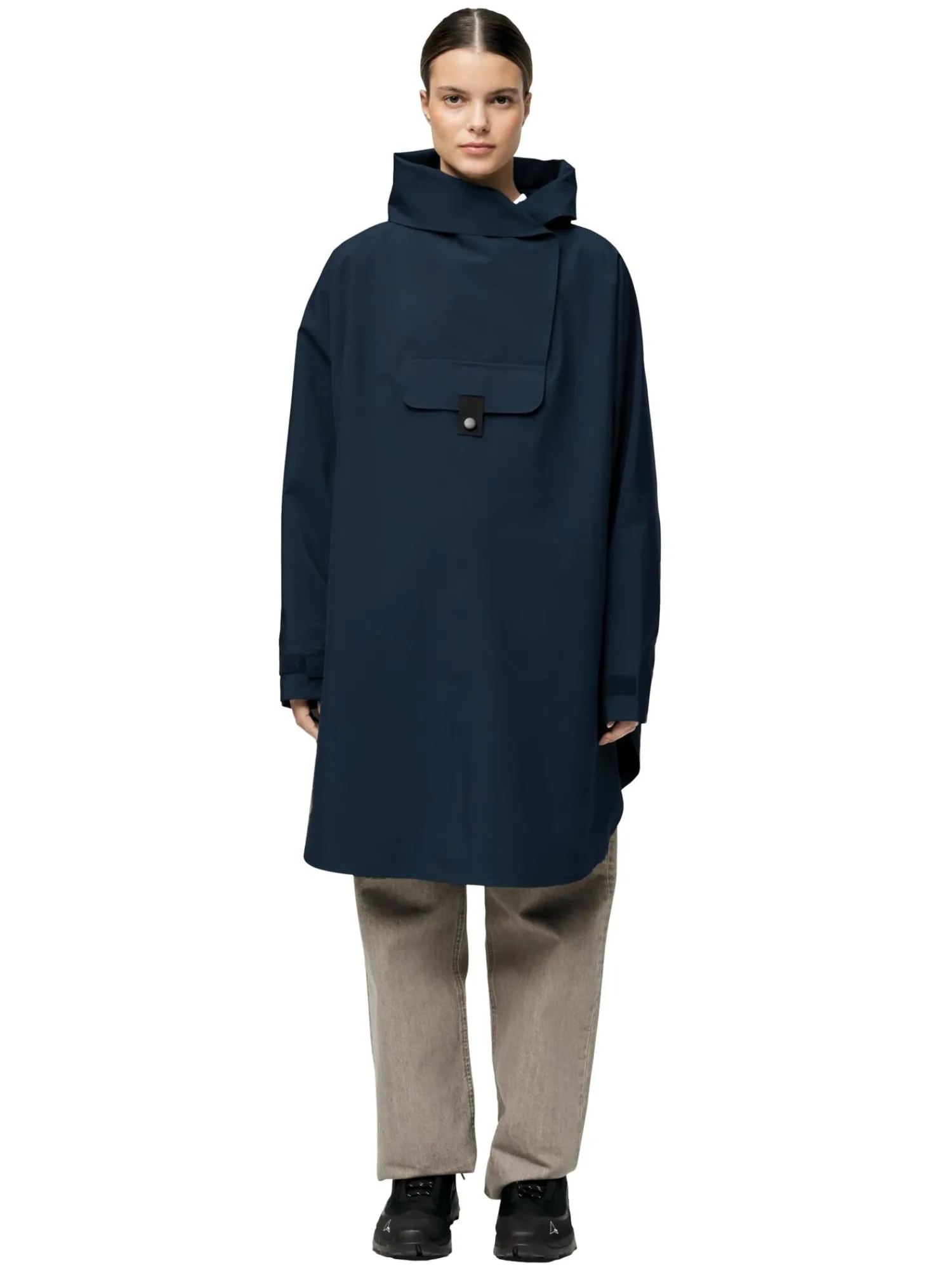 Jakke<Blæst Bergen Poncho Jakke Mørkeblå Dark Navy