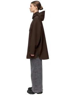 Jakke<Blæst Voss Poncho Jakke Mørkebrun Java