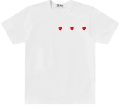 T-Shirt|T-Shirt<Comme des Garcons Play Horizontal 3 heart t-shirt T-shirt Hvit