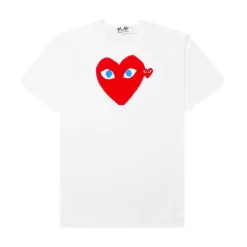 T-Shirt|T-Shirt<Comme des Garcons Play U T-shirt Red Emblem Knit T-shirt Hvit Og Rød