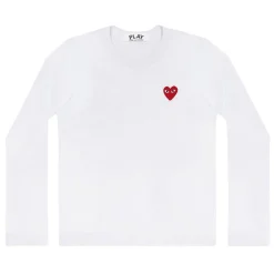Genser|Genser<Comme des Garcons Play Unisex T-Shirt LS Red Emblem Genser Hvit
