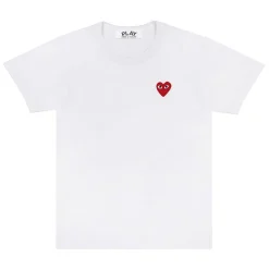 T-Shirt|T-Shirt<Comme des Garcons Play Unisex T-Shirt Red Emblem T-shirt Hvit