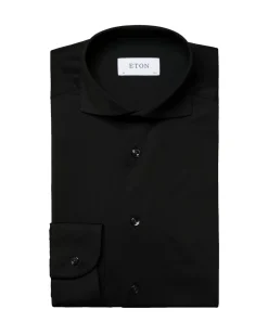Skjorte<Eton Black Four-Way Stretch Shirt Skjorte Sort