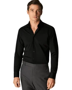 Skjorte<Eton Black Four-Way Stretch Shirt Skjorte Sort