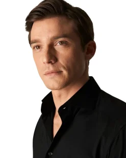 Skjorte<Eton Black Four-Way Stretch Shirt Skjorte Sort