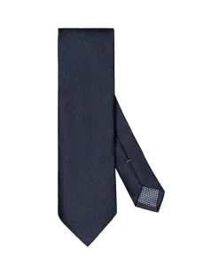 Tilbehør<Eton Dark Blue Solid Silk Linen Tie Slips Mørkeblå