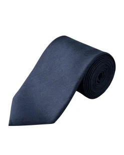 Tilbehør<Eton Dark Blue Solid Silk Linen Tie Slips Mørkeblå