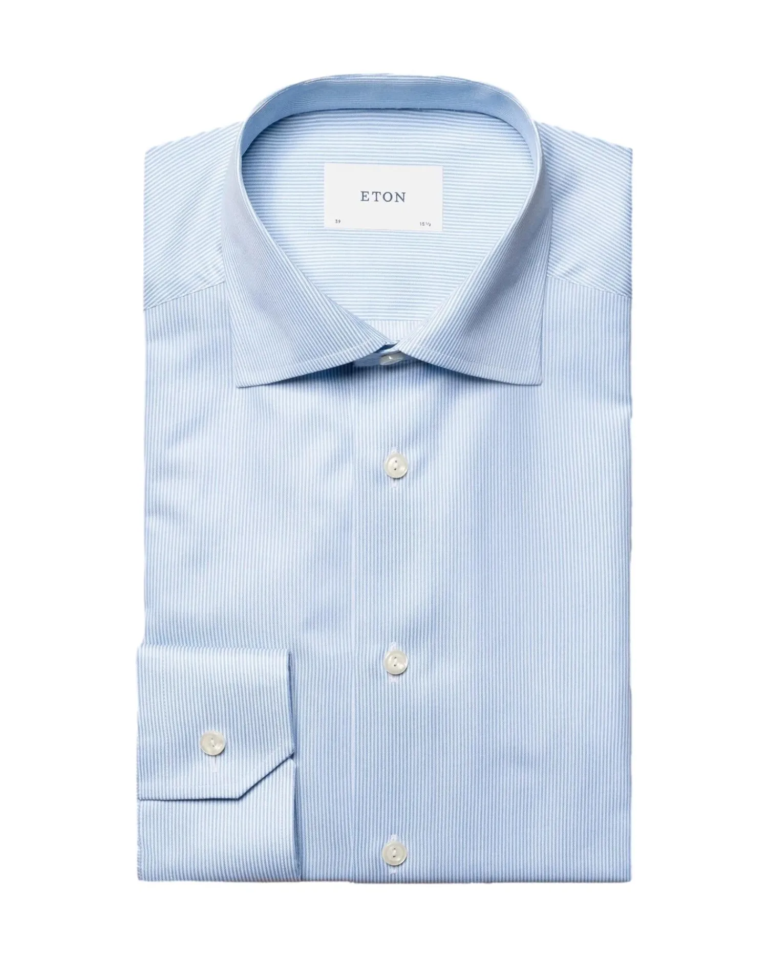 Skjorte<Eton Fine Stripe Signature Twill Shirt Skjorte Lyseblå Striper
