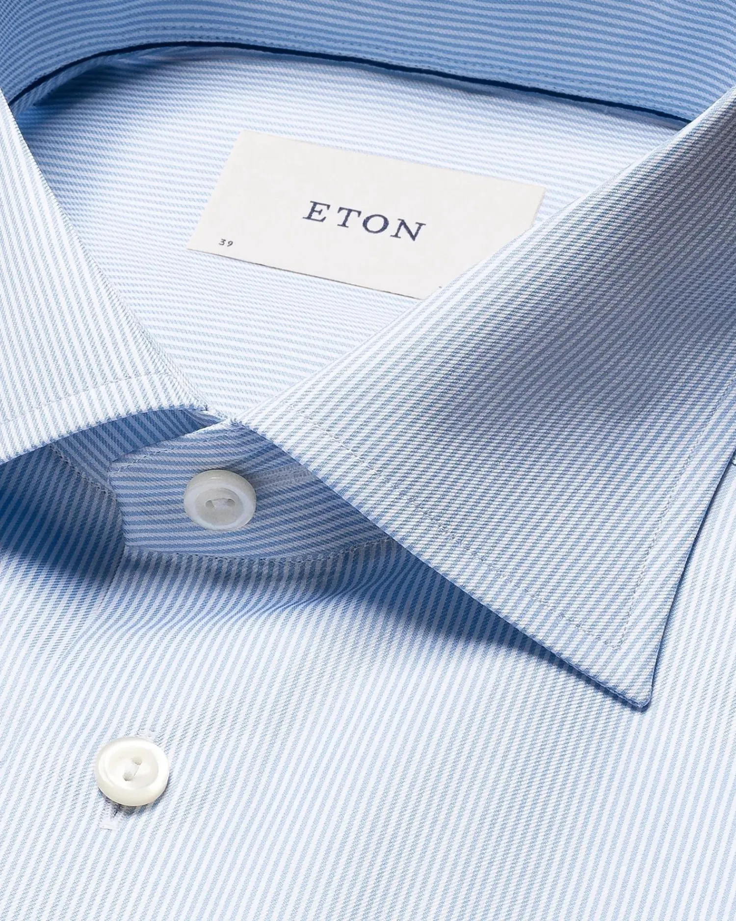 Skjorte<Eton Fine Stripe Signature Twill Shirt Skjorte Lyseblå Striper