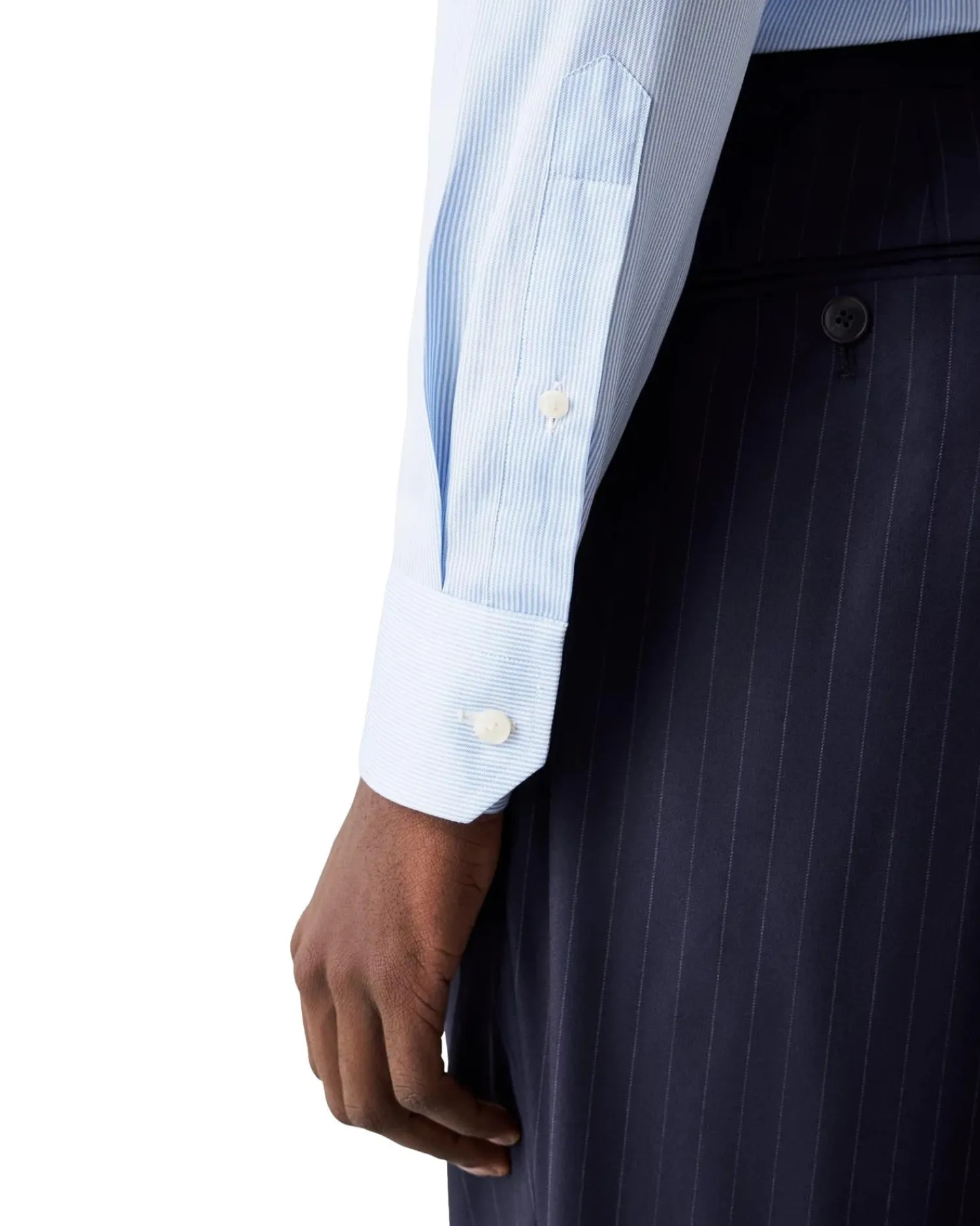 Skjorte<Eton Fine Stripe Signature Twill Shirt Skjorte Lyseblå Striper