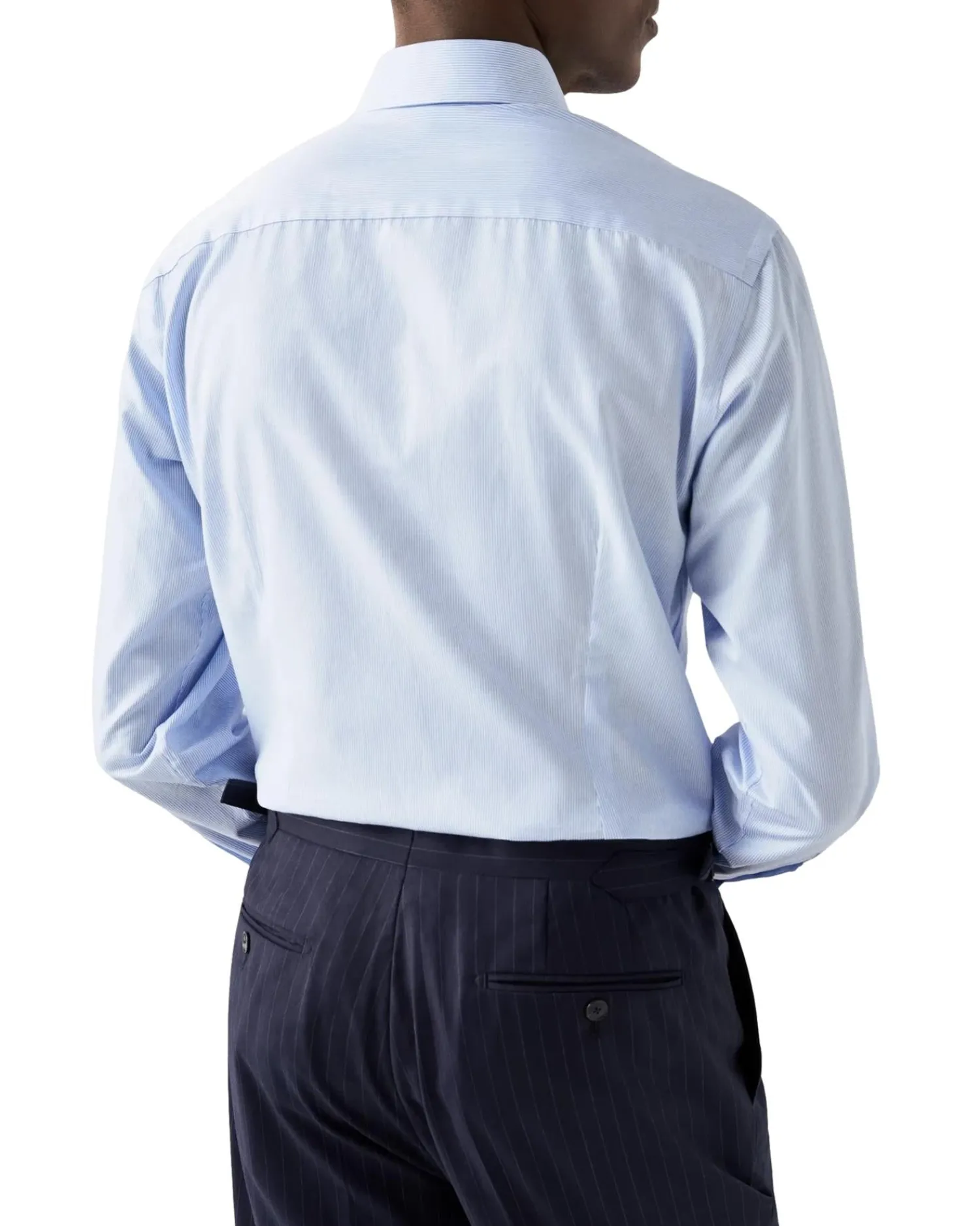 Skjorte<Eton Fine Stripe Signature Twill Shirt Skjorte Lyseblå Striper