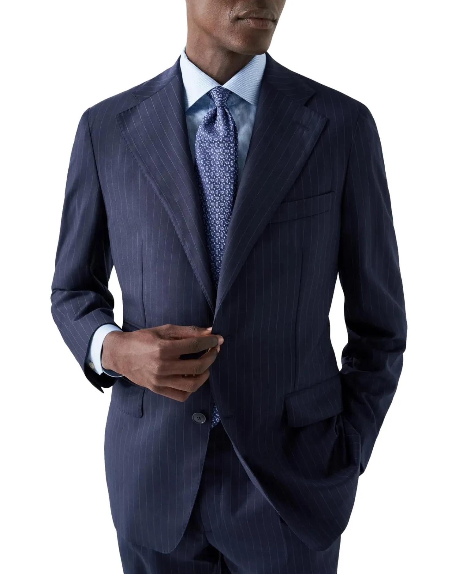 Skjorte<Eton Fine Stripe Signature Twill Shirt Skjorte Lyseblå Striper