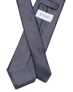 Tilbehør<Eton Geometric Woven Slik Tie Slips Mørkeblå