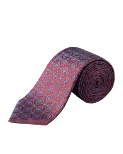 Tilbehør<Eton Medallion Woven Silk Tie Slips Rødt Mønster