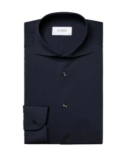 Skjorte<Eton Navy Four-Way Stretch Shirt Skjorte Marine